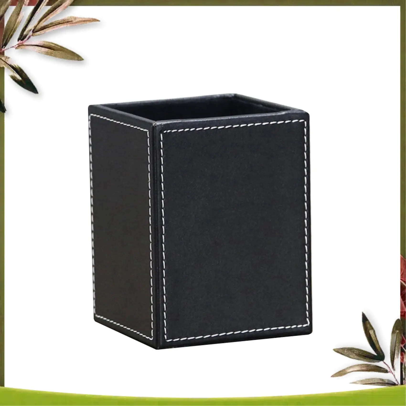 

New-4Pack PU Leather Pens Pencils Holder Cup Desktop Stationery Organizer Case Office Accessories Container Box Black