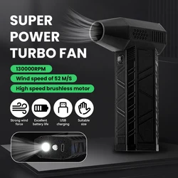 130000RPM Mini Turbo Fan Dust Removal with LED light Powerful Blower with High Speed Duct Fan