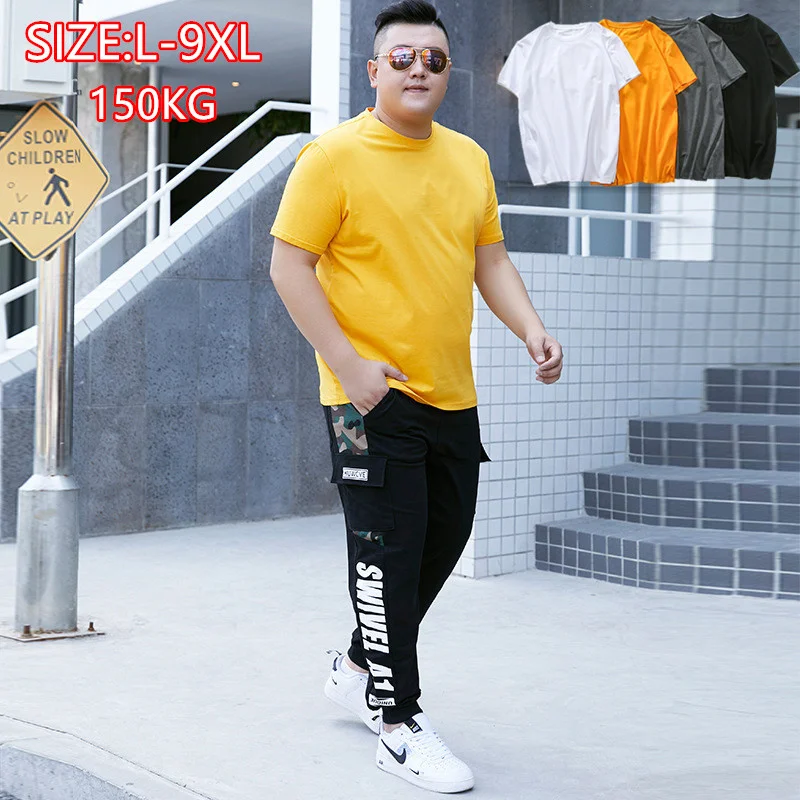 Oversized T Shirt Men Short Sleeve Summer Basic Tshirt White Black Tops Male Cotton Plus Size 6XL 7XL 8XL 9XL TopTee Clothing