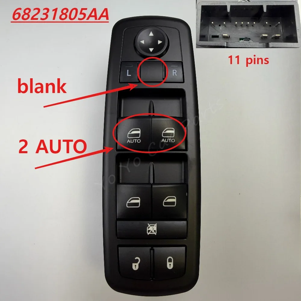 68231805AA 68139805AB Power Master Window Switch For Dodge Charger Ram Chrysler 200 300 4-Door 2011 2012 2013 2014 2015 2016