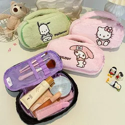 Sanrio Hello Kitty Kuromi  Plush Large Capacity Cosmetic BagMelody  Pochacco Pencil Case for Girls Student Supplies Stationery