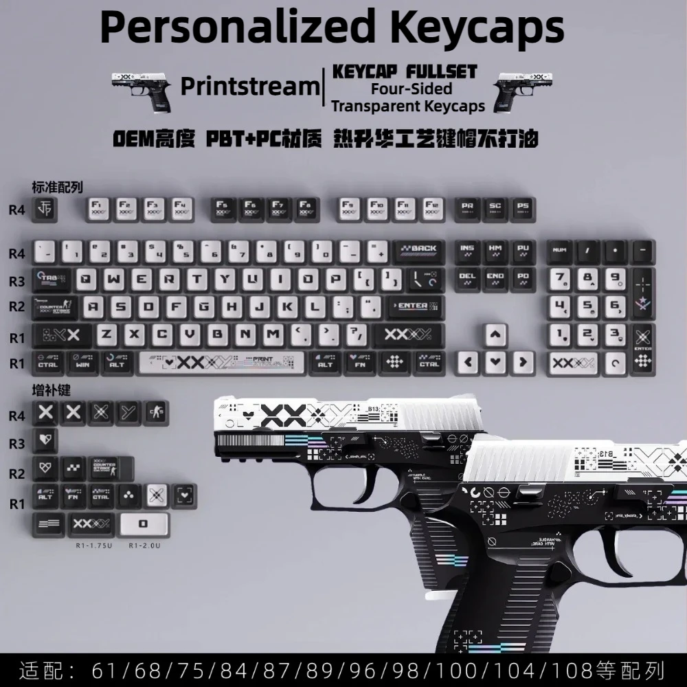 

122 Key Transparent Pudding Personalized CSGO Keycaps Cool PBT Keyboard Caps Set OEM Profile Gaming Key Caps Mechanical Keyboard