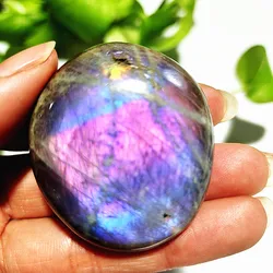 Natural Gemstone beautiful Purple light Labrador Palm Stone Crystal Sorcerer Chakra Spiritual Healing Crystal Home Decoration