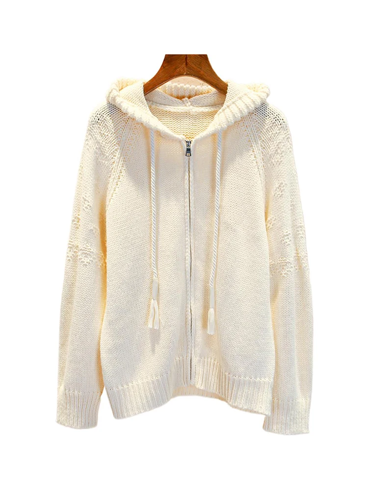 

High-End Women's Knitted Hooded Open Cardigan Coat Autumn Winter Design Sensation Miumem Commute Sle Regular Fit Long Sve