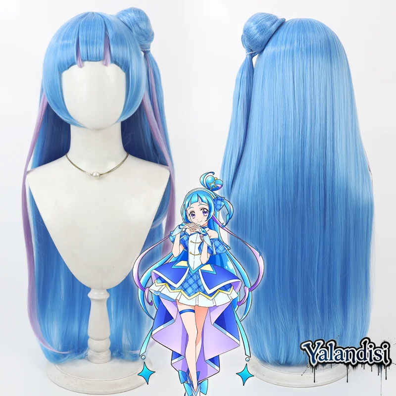Yalandisi& Maho Girls PreCure! Nana Aokaze Cure Wink Cos Cosplay Wig Halloween Party Prop Synthetic Hair Heat Resistant Fiber