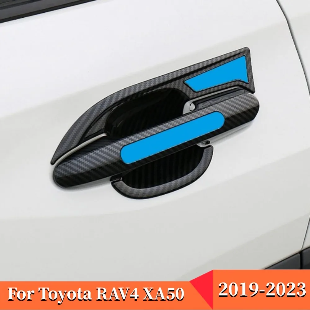 

For Toyota RAV4 XA50 2019 2020 2021 2022 2023 RAV 4 Hybrid ABS Carbon Car Door Handle Bowl Cover Protection Trim Case Stickers