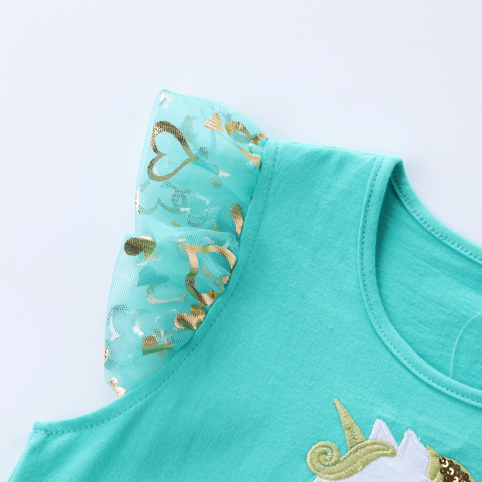Einhorn kleid für Mädchen: neues ärmelloses besticktes Party kleid für Kinder im Frühjahr/Sommer sh1696 – Detail 22