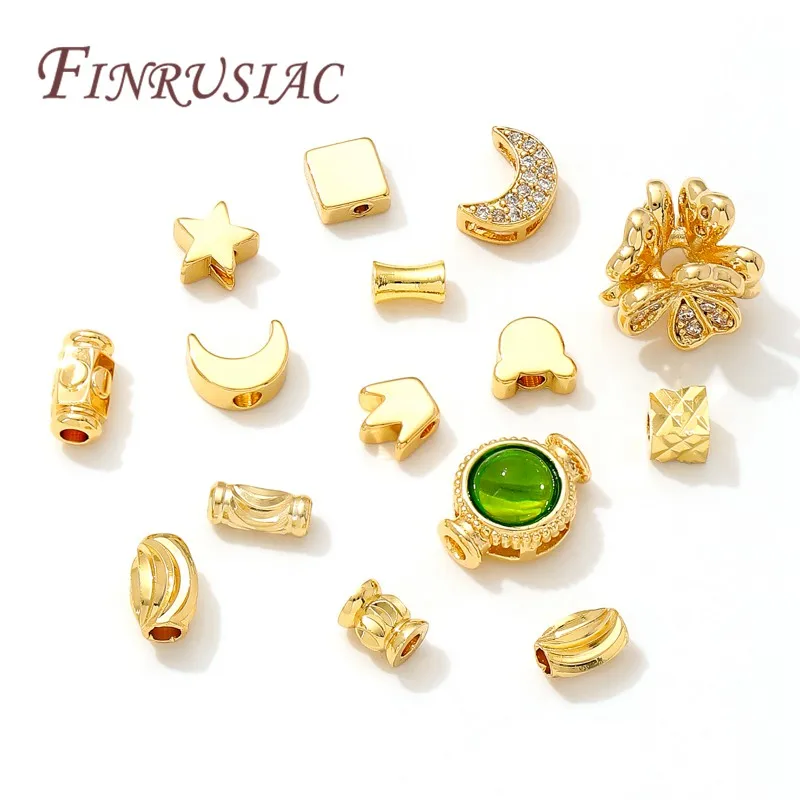Spacer Perlen 18K echt vergoldet Separator für Perlen DIY Armbänder Zubehör Perle für Handarbeiten Halsketten Schmuckzubehör
