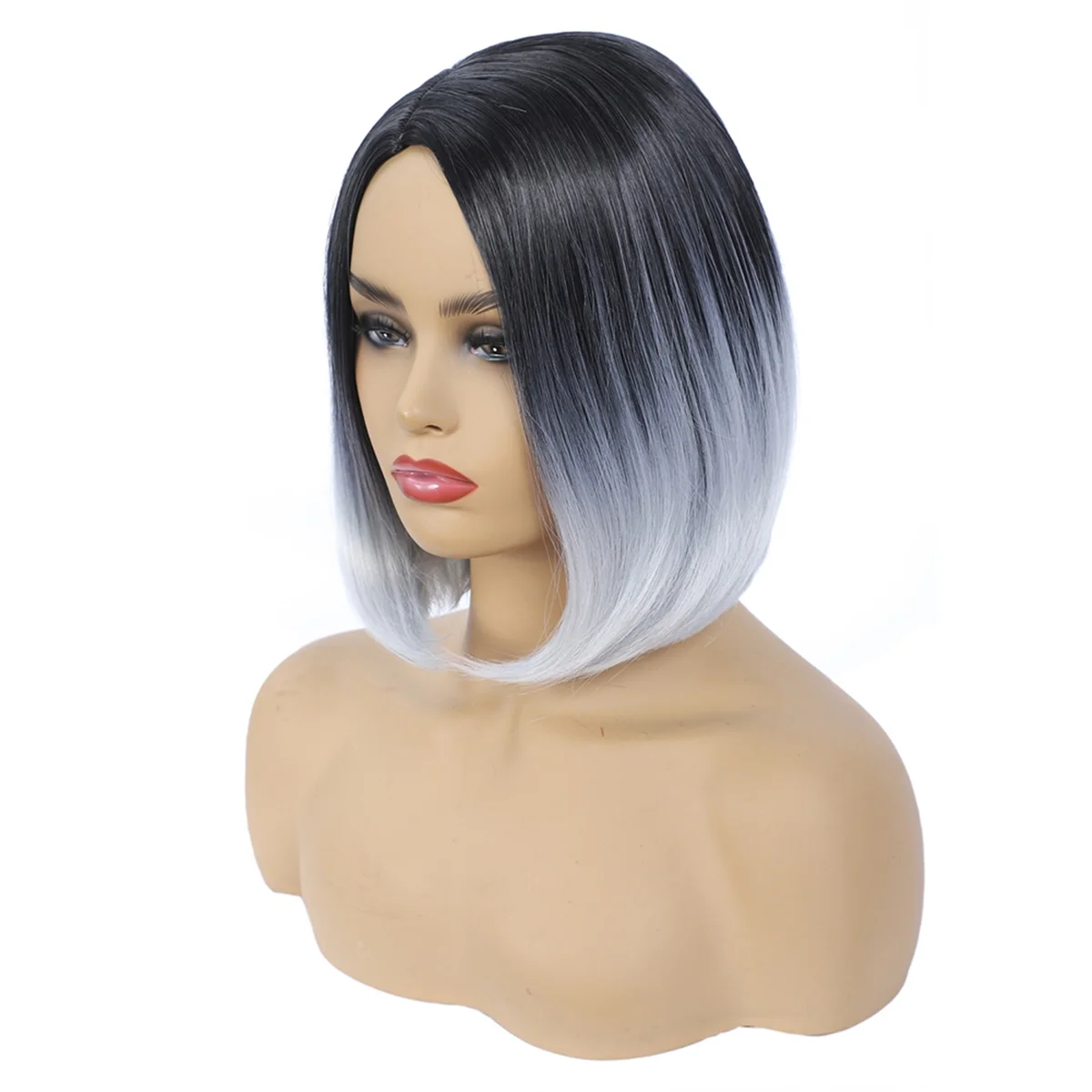 Fashion Wig Short Hair Middle Parted Color Chemical Fiber High Temperature Silk Ladies Wig Covering,I