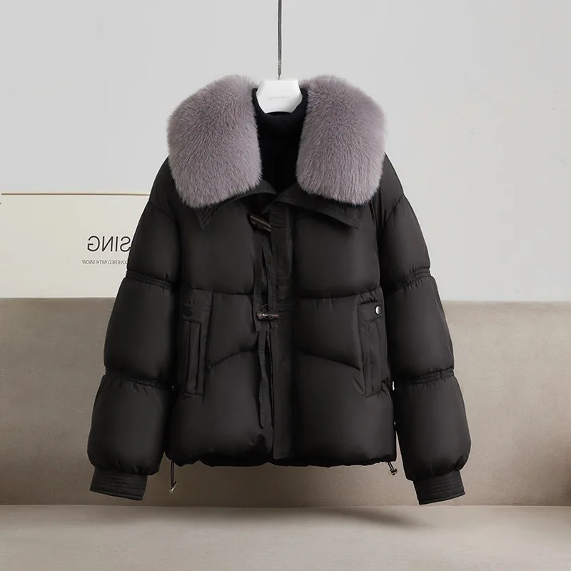 سترة نسائية فضفاضة من القطن شتاء نمط جديد النسخة الكورية طوق الفراء ملابس خارجية عصرية قمة الموضة