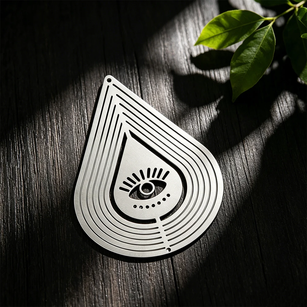 All Seeing Eye Water Drop Metal Rotating Wind Spinner 3D Stereo Wind Chime Outdoor Garden Home Occult Protection Hanging Gift