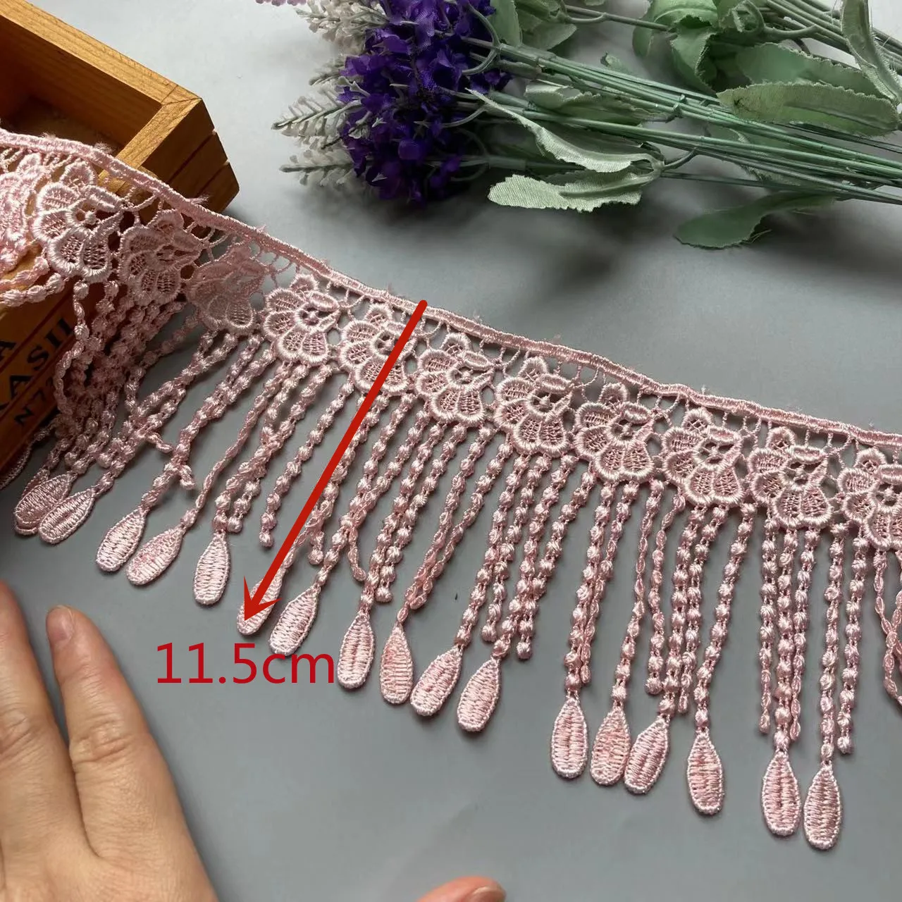 Cinta rosa de 11,5 cm, adornos de encaje de perlas y flores de ciruelo, cintas, tela de encaje con cuentas, costura bordada, ropa de vestido de novia, 1 yarda