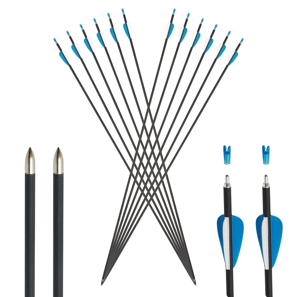 6Mm Bắn Cung Carbon Mũi Tên 31 Inch Cột Sống 800 Săn Bắn Nhắm Vào Mũi Tên Với Nội Tuyến Broadhead Nock Xoay Được Cho Hợp Chất Con Quay Quy Hồi nơ