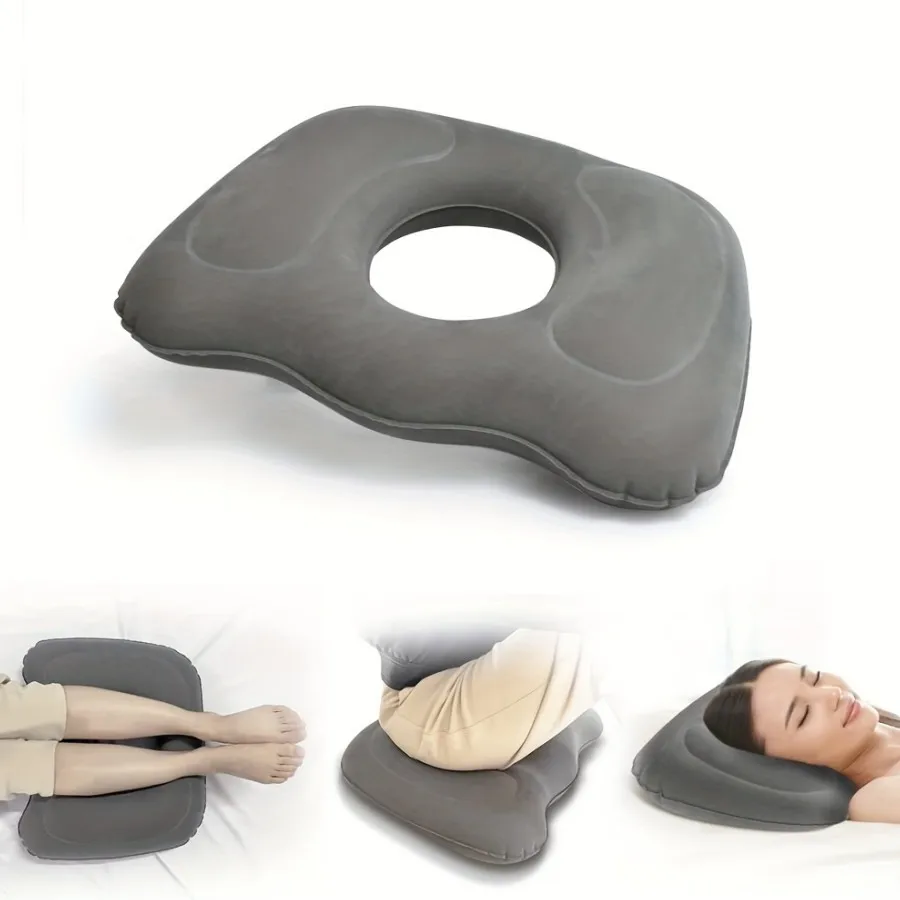 1pc Inflatable Donut Cushion Seat, Adjustable Pillow For Relief Hemorrhoids Tailbone Pain, For Office Chair Car And Home