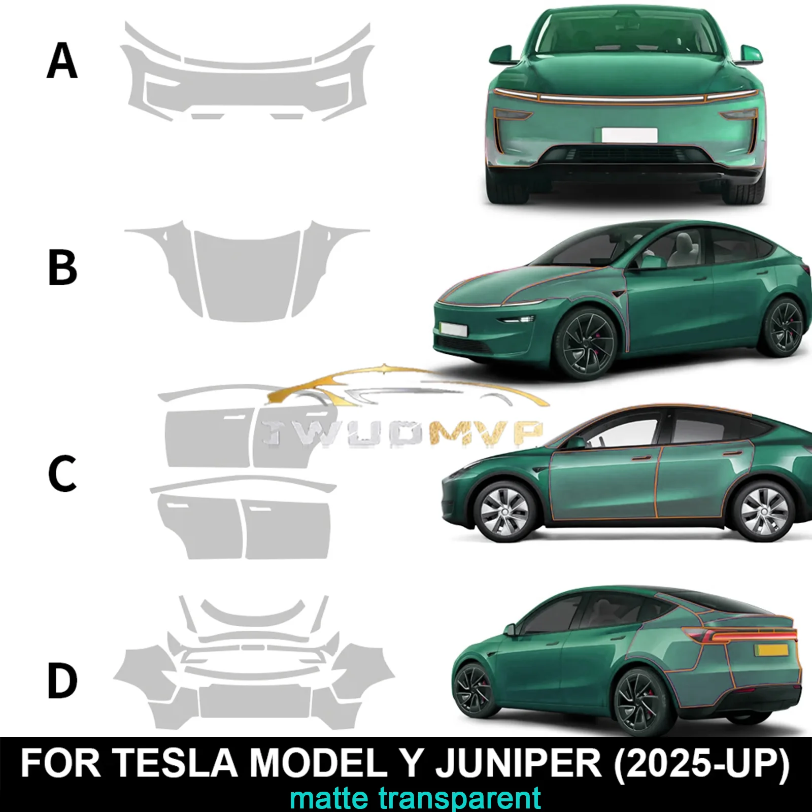 Matte Transparent Anti-Scratch U Clear Bra PPF Decal Car Body Sticker Film For Tesla Model Y Juniper 2025 2026 Paint Protection