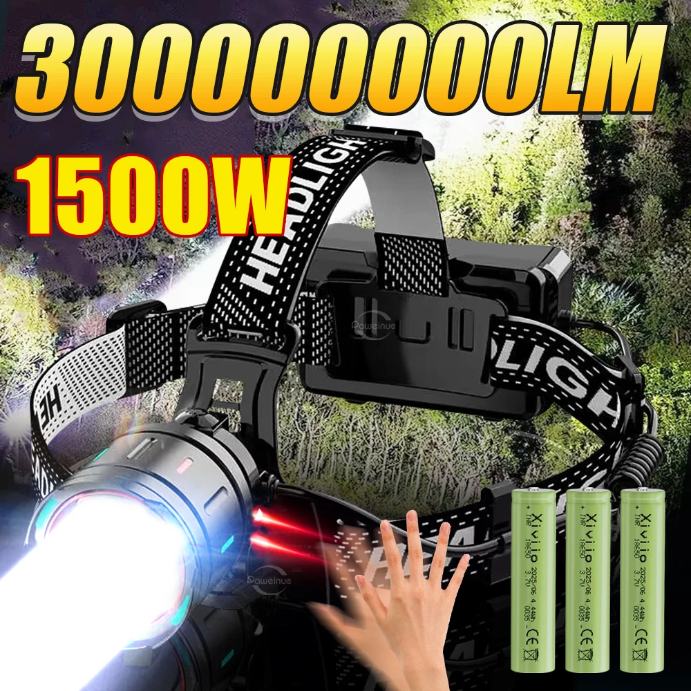 

Самый мощный налобный фонарь 300000000LM с сигнальной лампой, перезаряжаемый светодиодный налобный фонарь для активного отдыха, рыбалки и охоты
