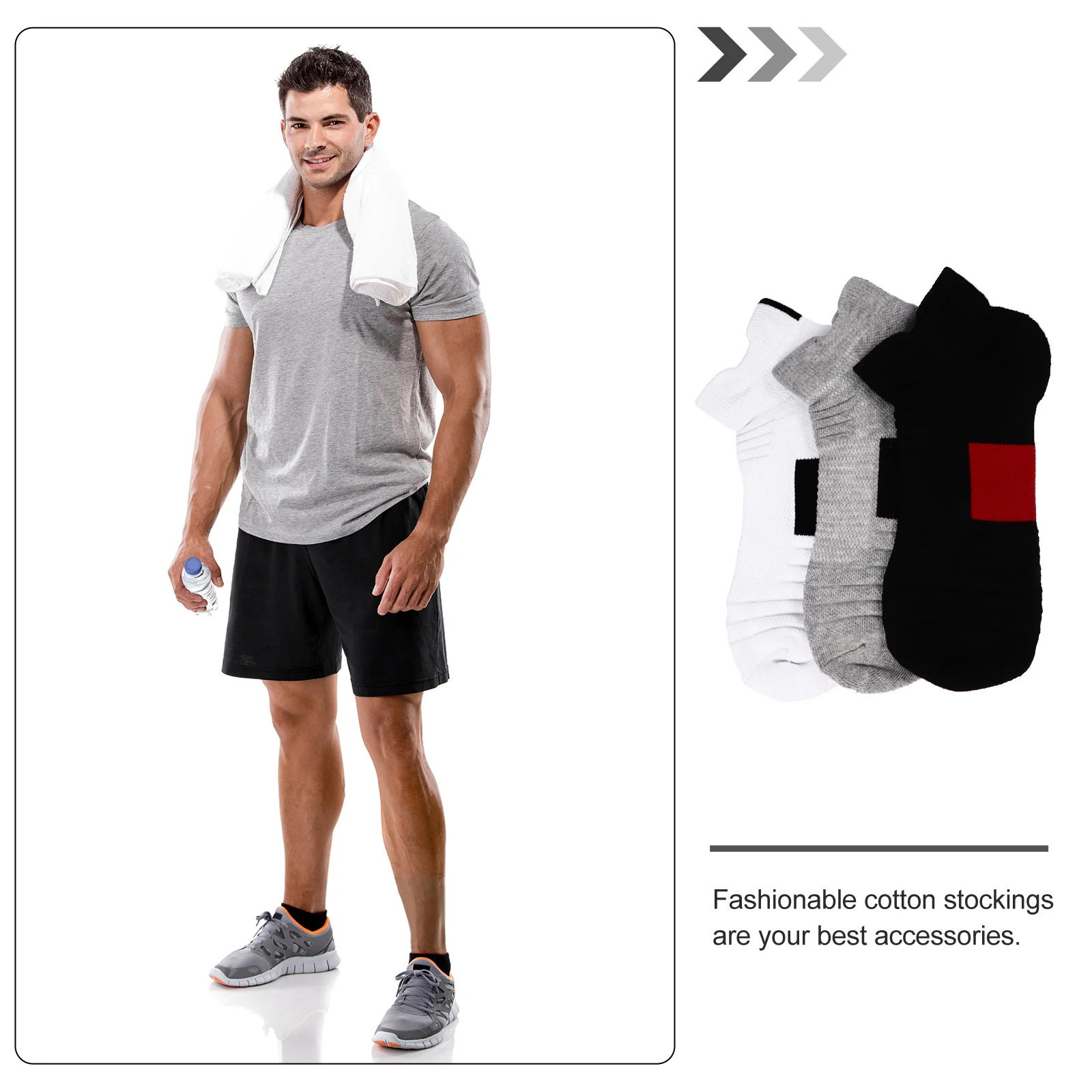 

3Pairs Summer Men Short Socks Breathable Moisture Wicking Stretchy Non Slip Boat Socks for Sneakers Casual Athletic Wear