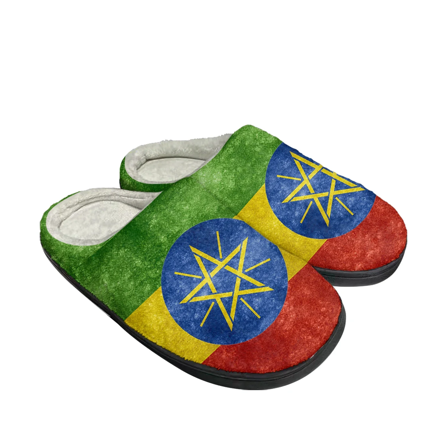 Ethiopian Flag Home Cotton Custom Slippers Mens Womens Sandals Ethiopia Plush Bedroom Casual Keep Warm Shoes Thermal Slipper