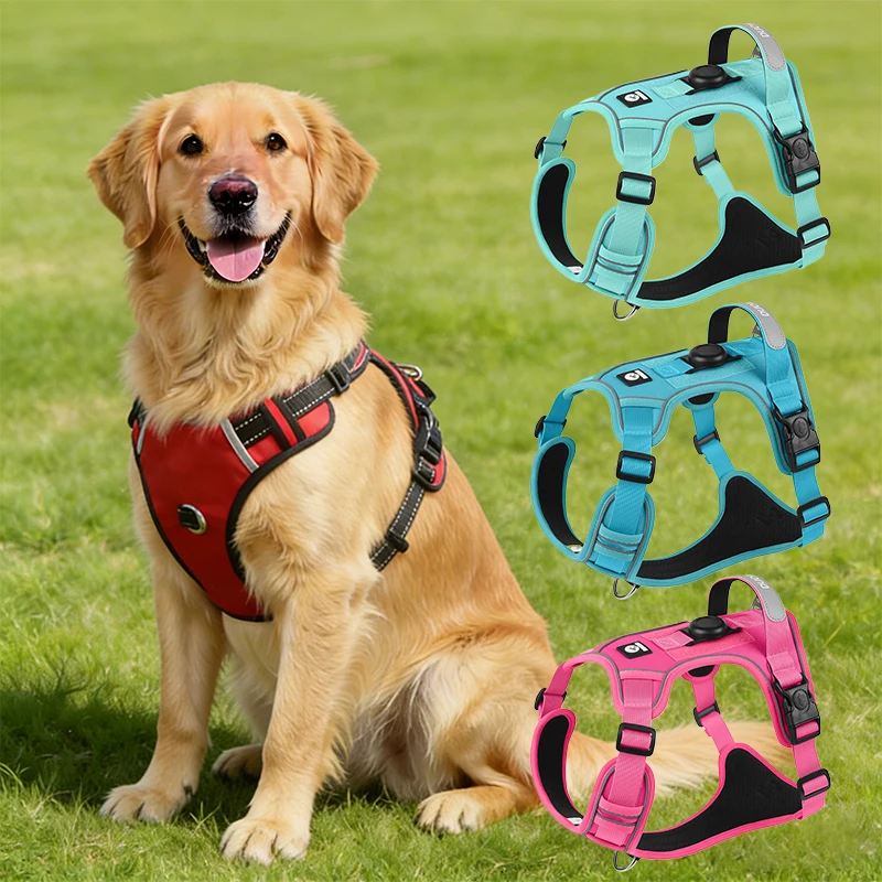 Outdoor-Hundegeschirr im Westen-Stil, geeignet für alle Hunderassen, stoßfest und reflektierend, Hundeleine, großes Hundegeschirr