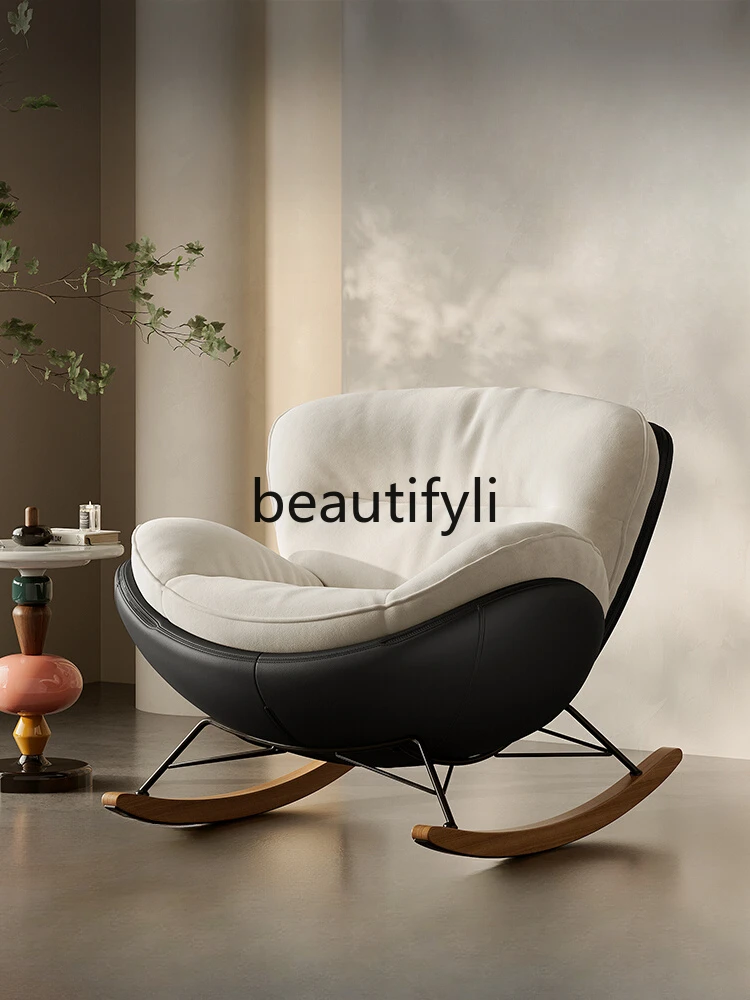 

Italian rocking chair balcony small apartment living room leisure sofa chair simple modern designer light luxury recliner