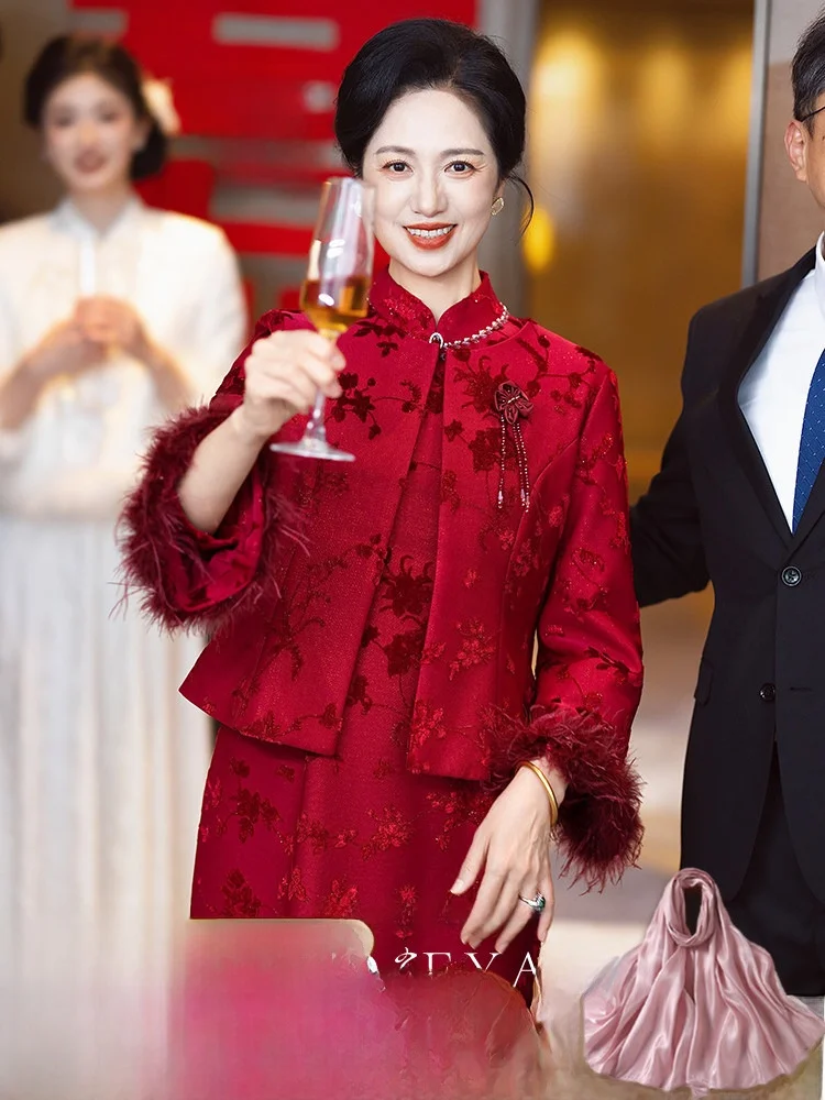 

Новое роскошное легкое платье для матери невесты на свадьбу 2026 года, средней длины, в китайском стиле