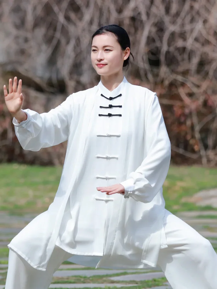 Unisex Tai Chi Uniforms Kung Fu Clothing Men Martial Arts Clothes Wu Shu Exercise Women Wear Sport Set Wrinkle Free White