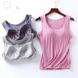 Ropa interior Modal de verano para mujer, camisola con copa de cinco dedos, almohadilla para el pecho, talla grande, correa ancha para el hombro, chaleco recortado, Top de lencería