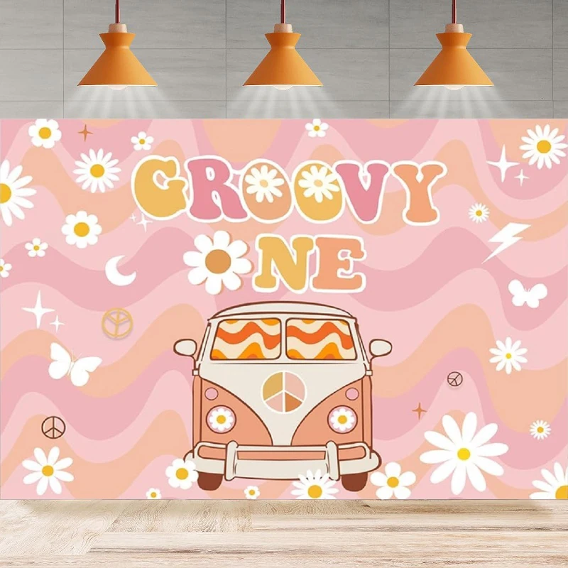 Photography Backdrop 70's Retro Hippie Boho Rainbow Party Groovy One 1st Birthday Background Wall Home Decor Banner Supplies