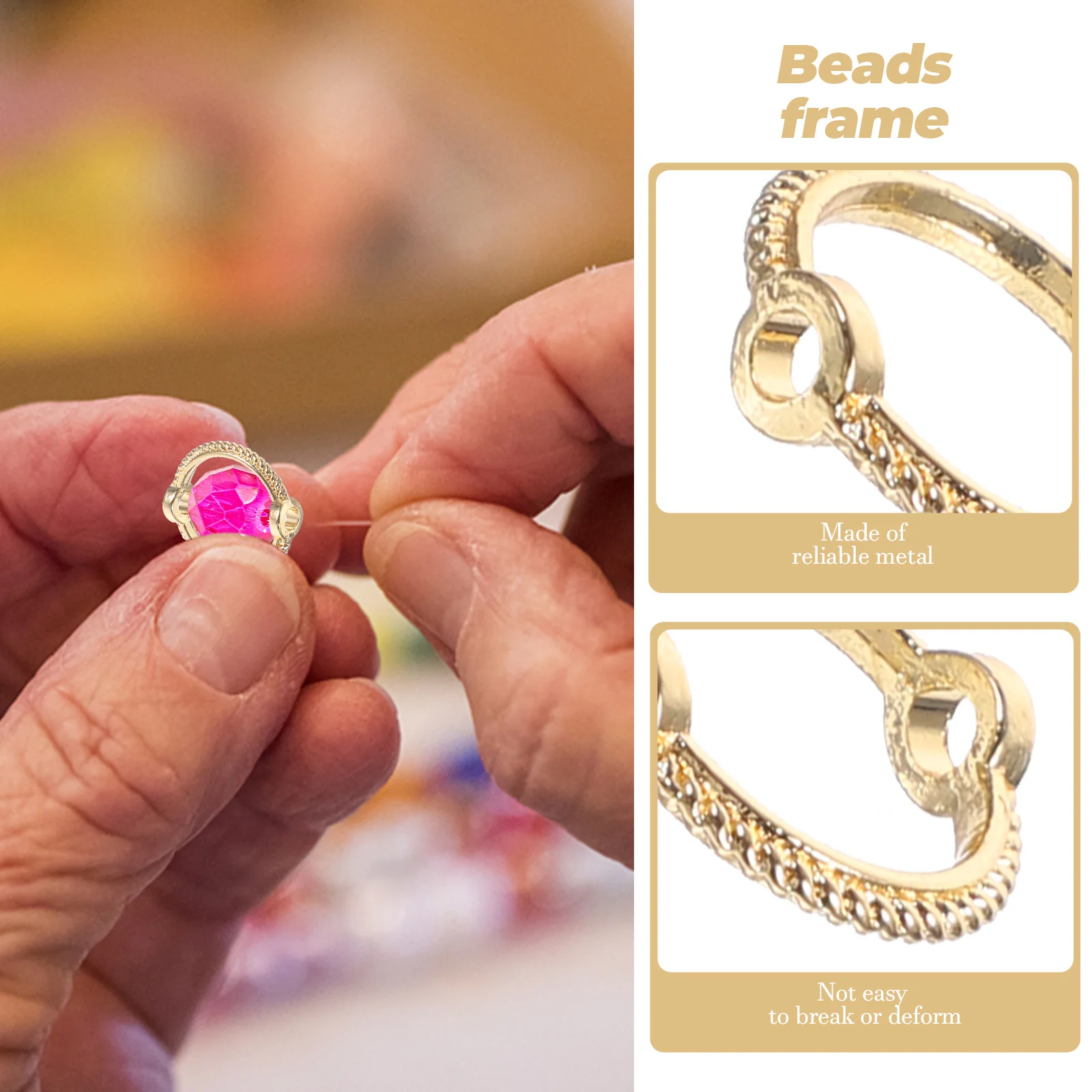 

50Pcs Circular Bead Frames 14K Gold Plated 13mm for Jewelry Making Necklaces Bracelets