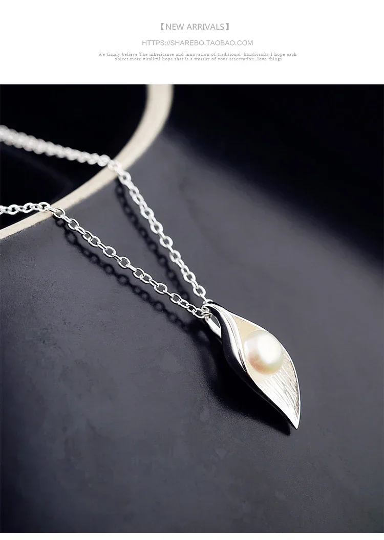 925 Sterling Silver leaves Necklaces & Pendants For Women Fashion Lady Festival Gift silver jewelry