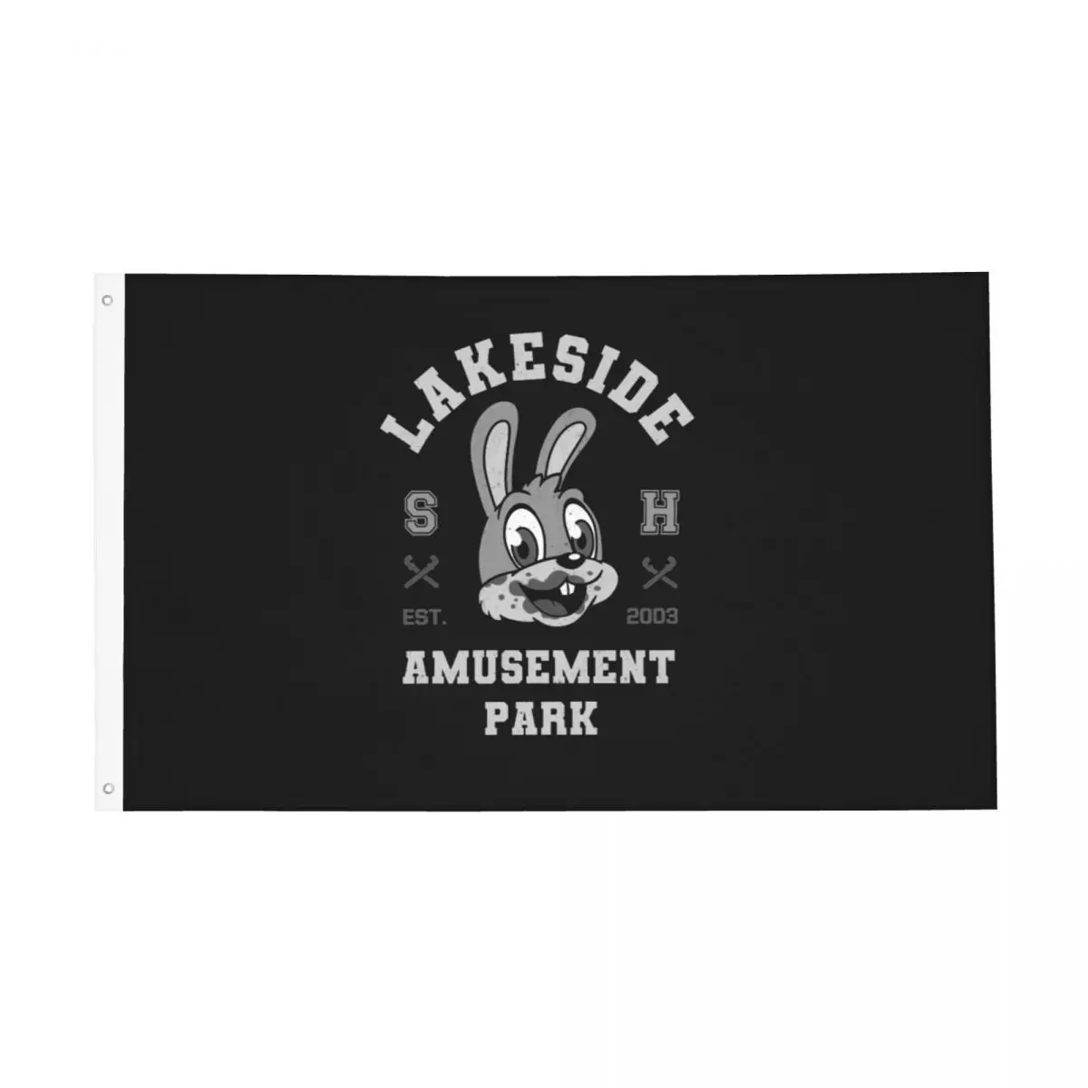 Lakeside Amusement Park Varsity Flags Durable Outdoor Banner Silent Hill Robbie the Rabbit Polyester Hanging Decoration 3x5 FT