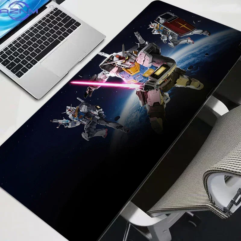 Deep Space Planet Background Anime Mecha Robots with Light Sword Mouse Pad, Rubber Non-Slip Base, Smooth Fabric Gaming Desk Mat