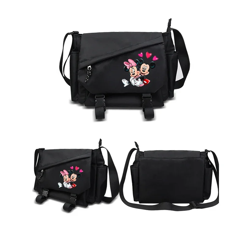 Disney Minnie Mickey Mouse Cartoon Anime Pattern Shoulderbag Boy Trendy Large Capacity Crossbody Bag Girl Fashion Handbag Gift