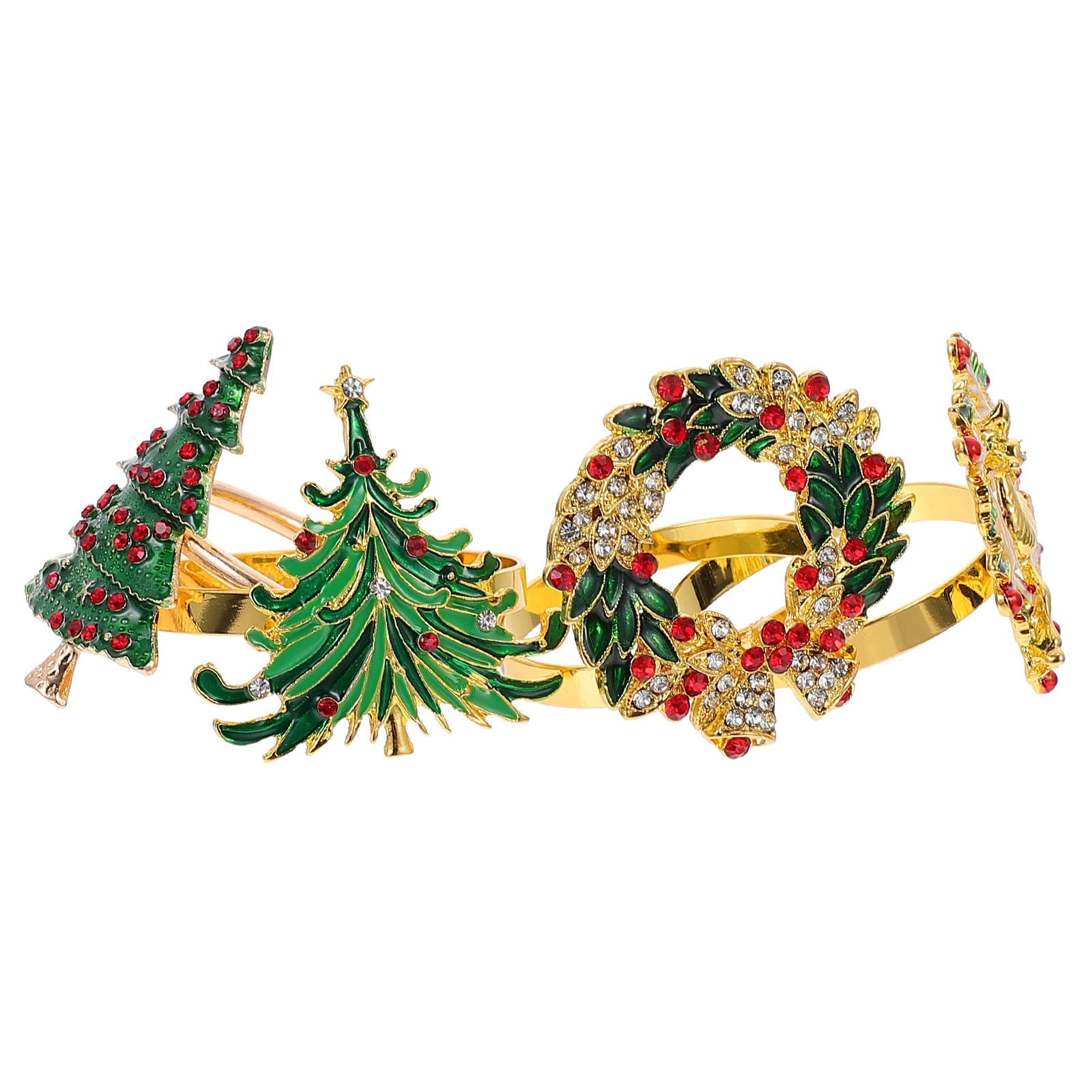 

4Pcs Xmas Napkin Buckles Tree Deer Design Christmas Party Table Decor Supplies Napkin Holder Xmas Dining Table Decor
