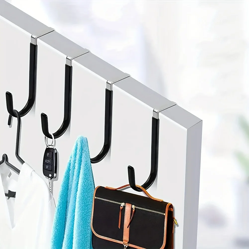 6er-Pack Türhaken aus Edelstahl für Mantel, Bademantel, Tasche, Badezimmer, Küche, Aufbewahrung, Bohrerfreie Abnehmbare Metall-Einzelhaken