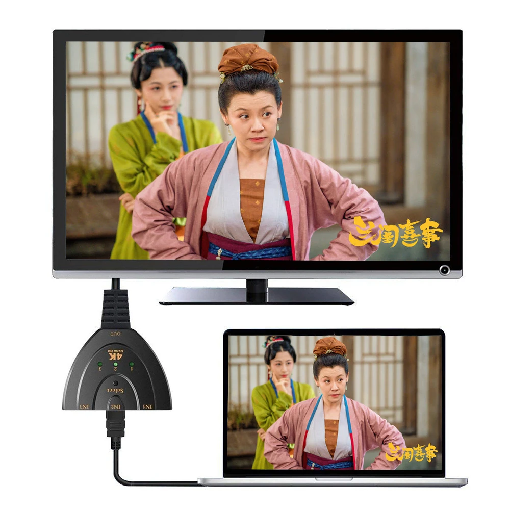 มินิ3พอร์ต HDMI-1.4b สวิตซ์ KVM สวิทช์4K ตัวแยกสัญญาณ1080P 3 in 1เอาท์พอร์ตฮับสำหรับ Xbox PS3 PS4 PC DVD HDTV 4K * 2K 3D