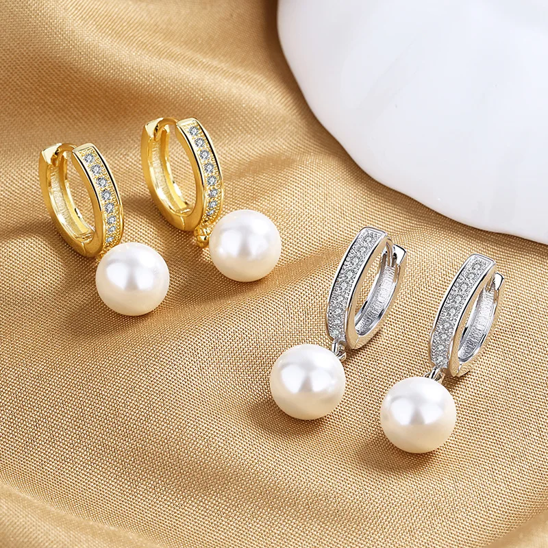 2024 Pearl Earrings Genuine Natural Freshwater Pearl 925 Sterling Silver Earrings Pearl Jewelry For Wamen Wedding Gift