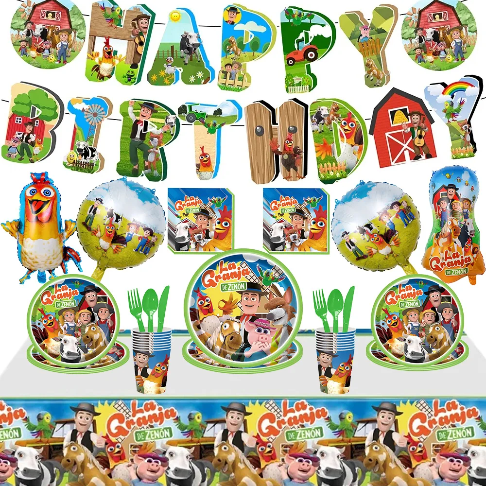 

La Granja Zenon Farm Party Supplies Cups Plates Tissue Tablecloths Balloons Gift Bags Banners Baby Shower Party Decorations