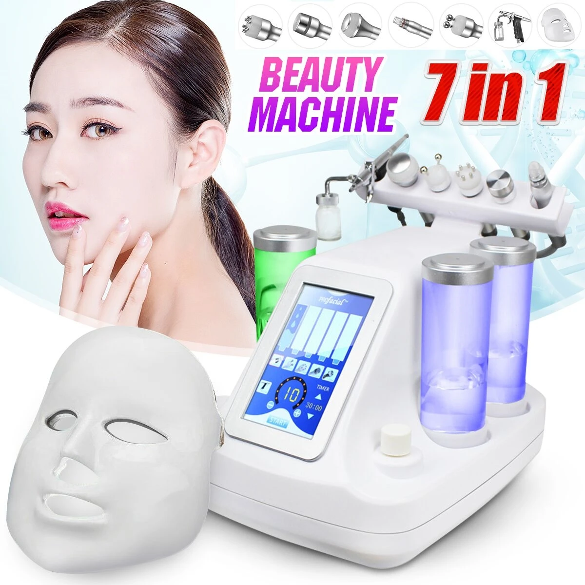 7 en 1 Dermabrasion Peeling Machine de nettoyage sous vide RF eau oxygène Jet Spa peau du visage Bio-lifting beauté Peeling Machine