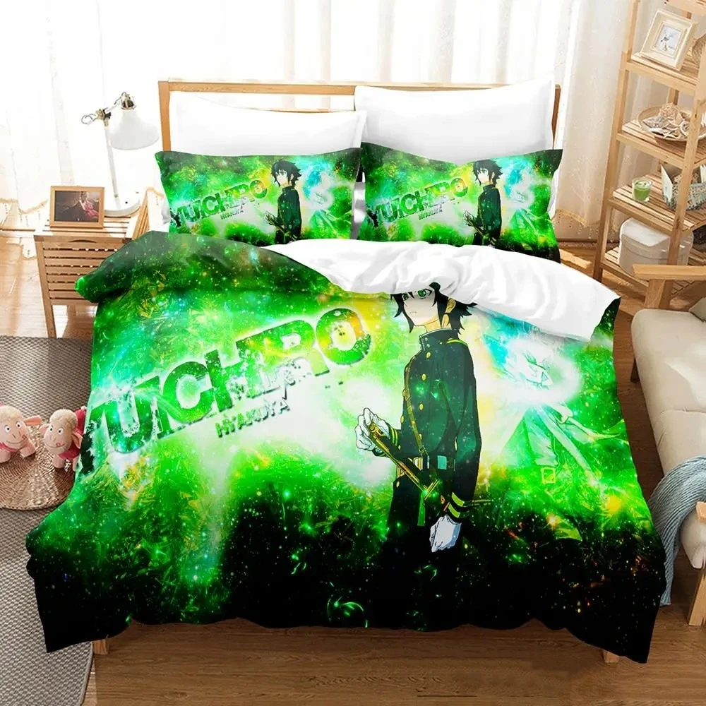 2023 Seraph of the end Bedding Set Single Twin Full Queen King Size Bed Set Adult Kid Bedroom Duvetcover Sets Anime Bed