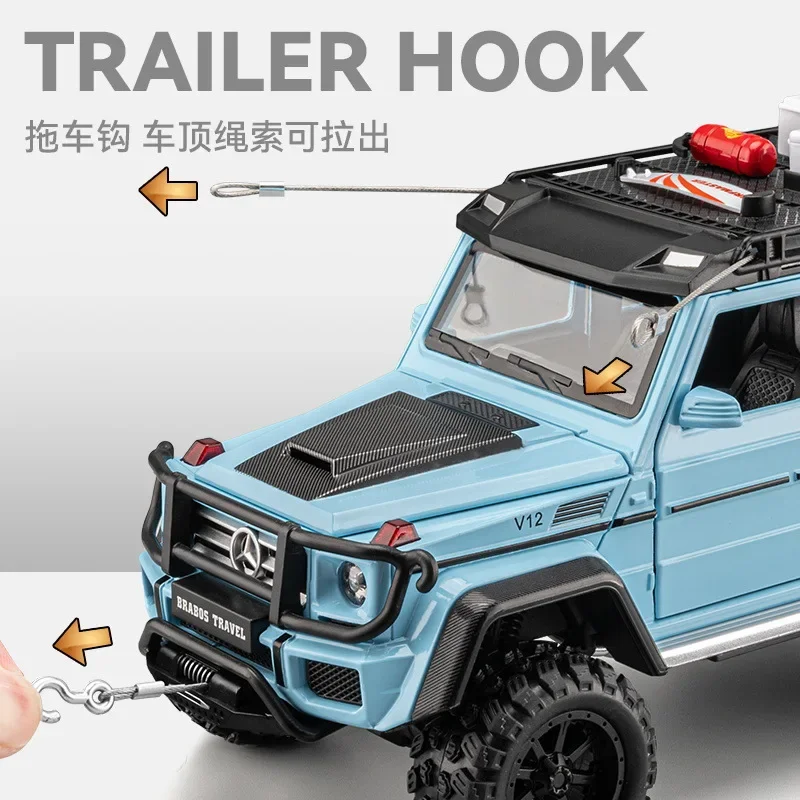 1:24 Mercedes-Benz BRABUS G550 4X4 Modified version Diecast Metal Alloy Model car Sound Light Pull Back Collection Kids Toy Gift