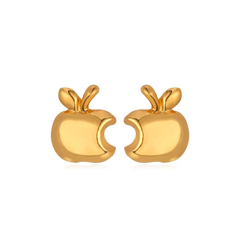 Apple Shape Gold/Silver Color Stud Earrings for Party Festival Birthday