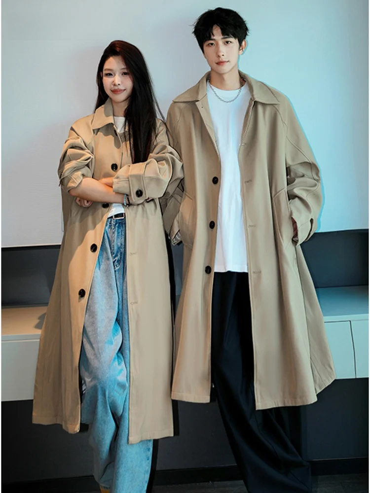 

Hetinghome ex Loose Long Coat Autumn Trendy Brand Couple Outerwear Youth Casual Polyester Fiber Windbreaker Jaet