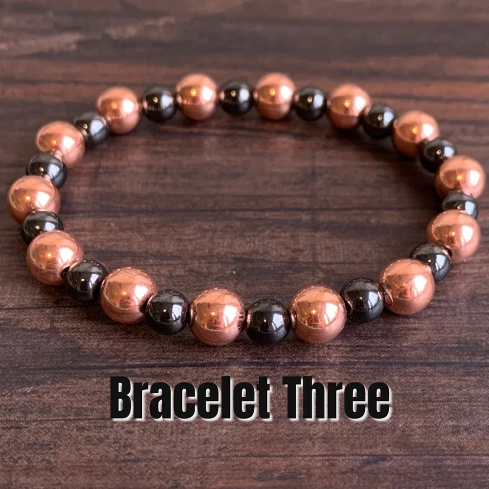 Ruberthen Genuine Copper & Magnetic Hematite Wrist Mala Bracelet High Quality Women`s Mala Spiritual Energy Bracelet