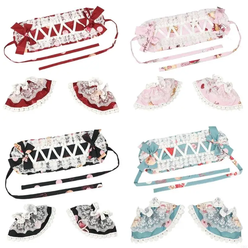 

G5GC Elegant Lace Headband Hand Cuffs For Women Everyday Wear And Special Occasion