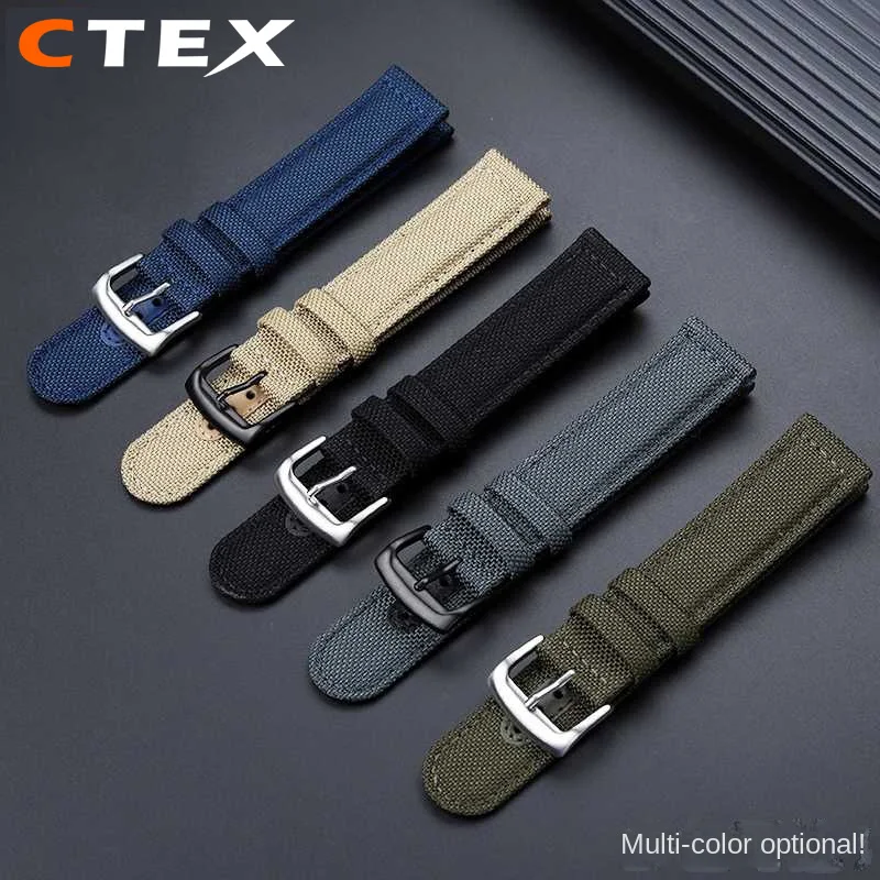 For Citizen eco drive FF series CA4500/4503/4505 Nylon canvas watchband sport black khaki green blue grey watch strap 22mm