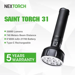 NEXTORCH SAINT TORCH 31 20000 Lumen Rechargeable LED Flashlight  Ultra-Bright Search Light High Performe Torch Searchlight torch