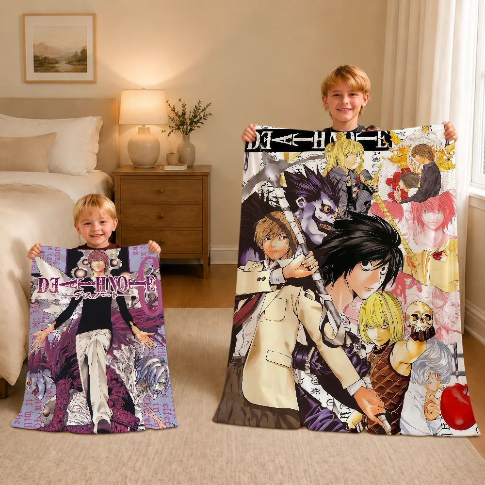 Anime Manga Classic Cool D-Death N-Note L Warm Soft Plush Blanket For Sofa Living Room Nap Home Bedroom Gift Flannel Pet Hogar