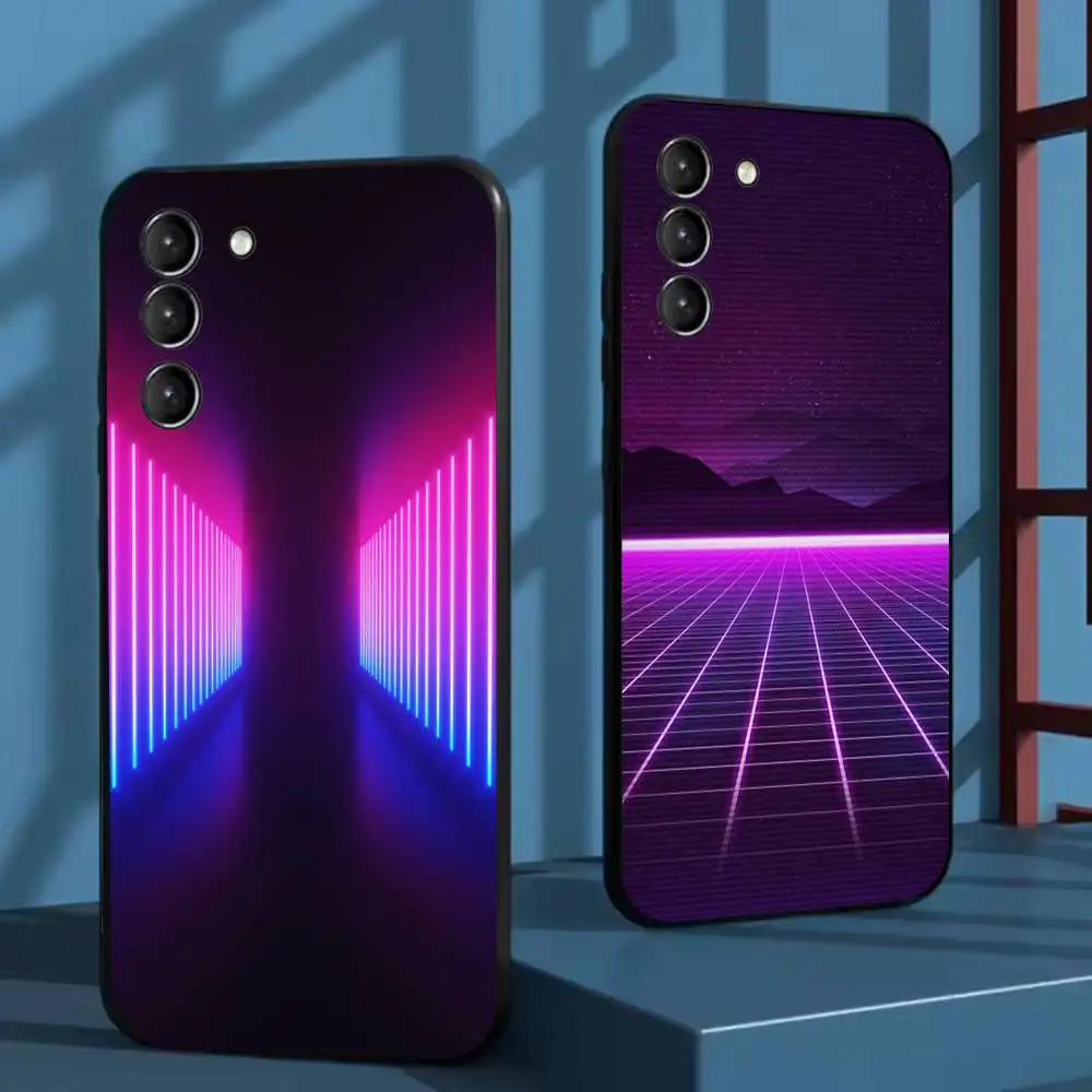 

Neon Light Phone Case For Samsung Galaxy A73,72,51,53,52,71,22,5G,Note,J7,8,9 Soft Black Cover