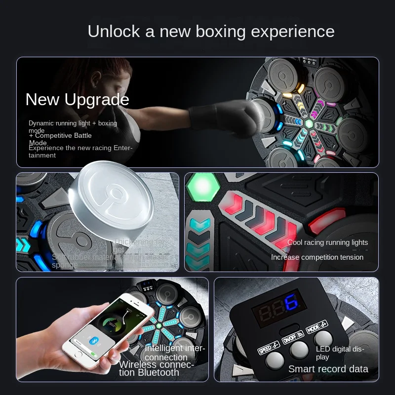 Intelligent Music Boxing Target Battle Electronic Reaction Target Playing Rhythm Scoring Decompression Sports Unzip Fitness Toys
